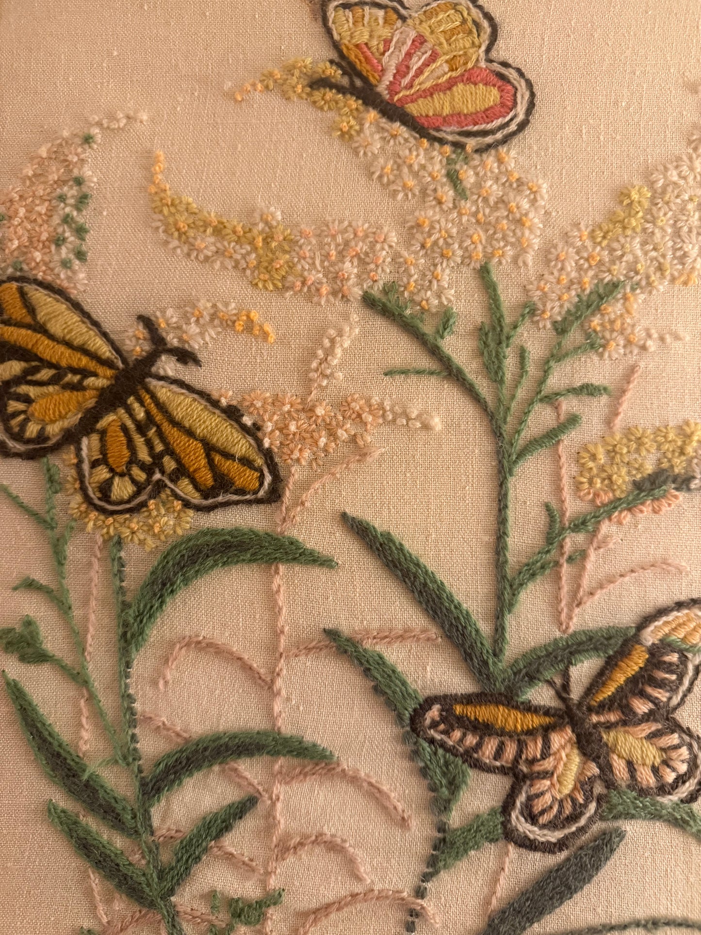 Unique Vintage Butterfly Embroidery Art