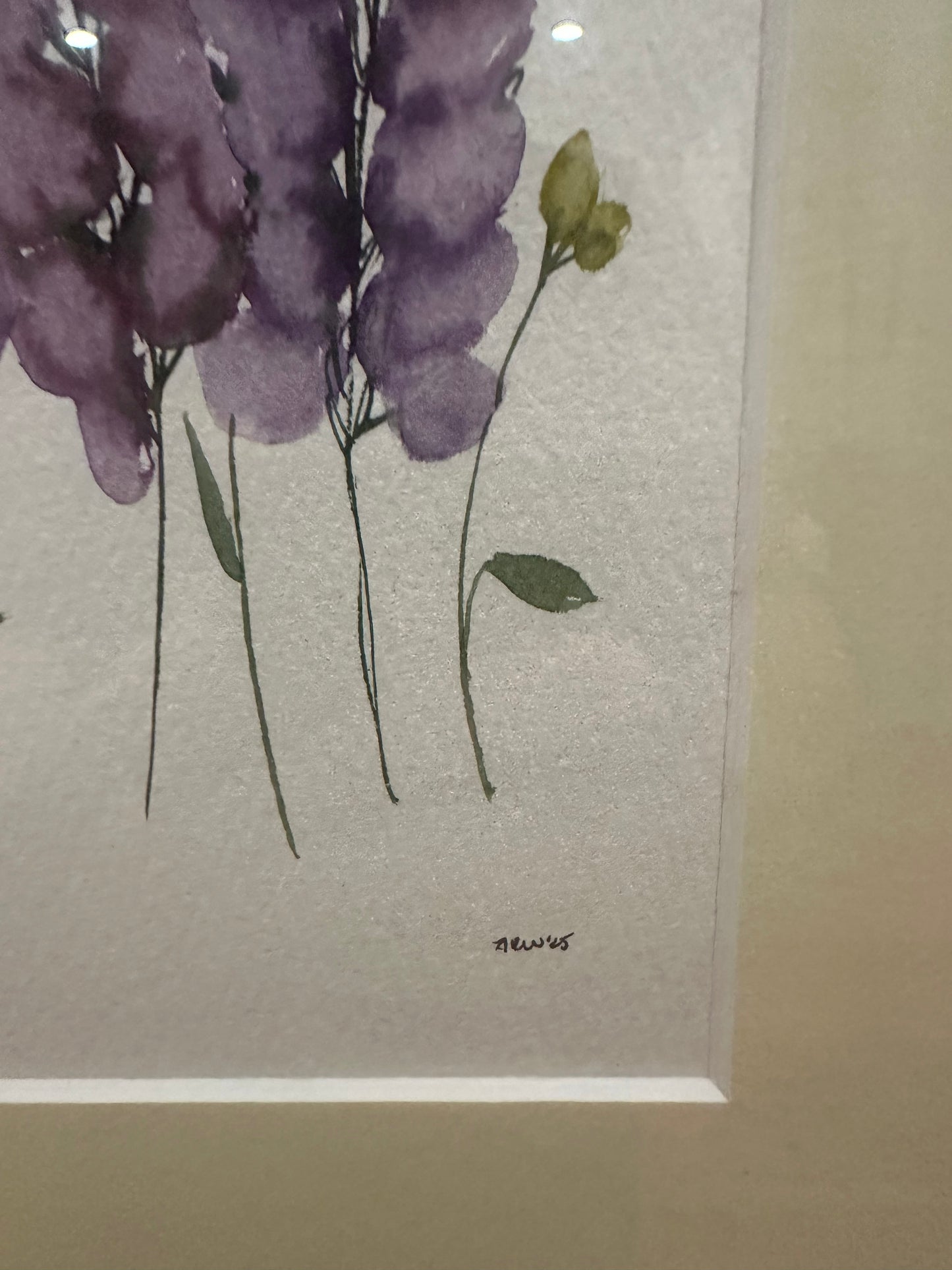 Set of Two Original Water Color Botanical Illustrations of Snapdragons and Lilacs by Anna Rose