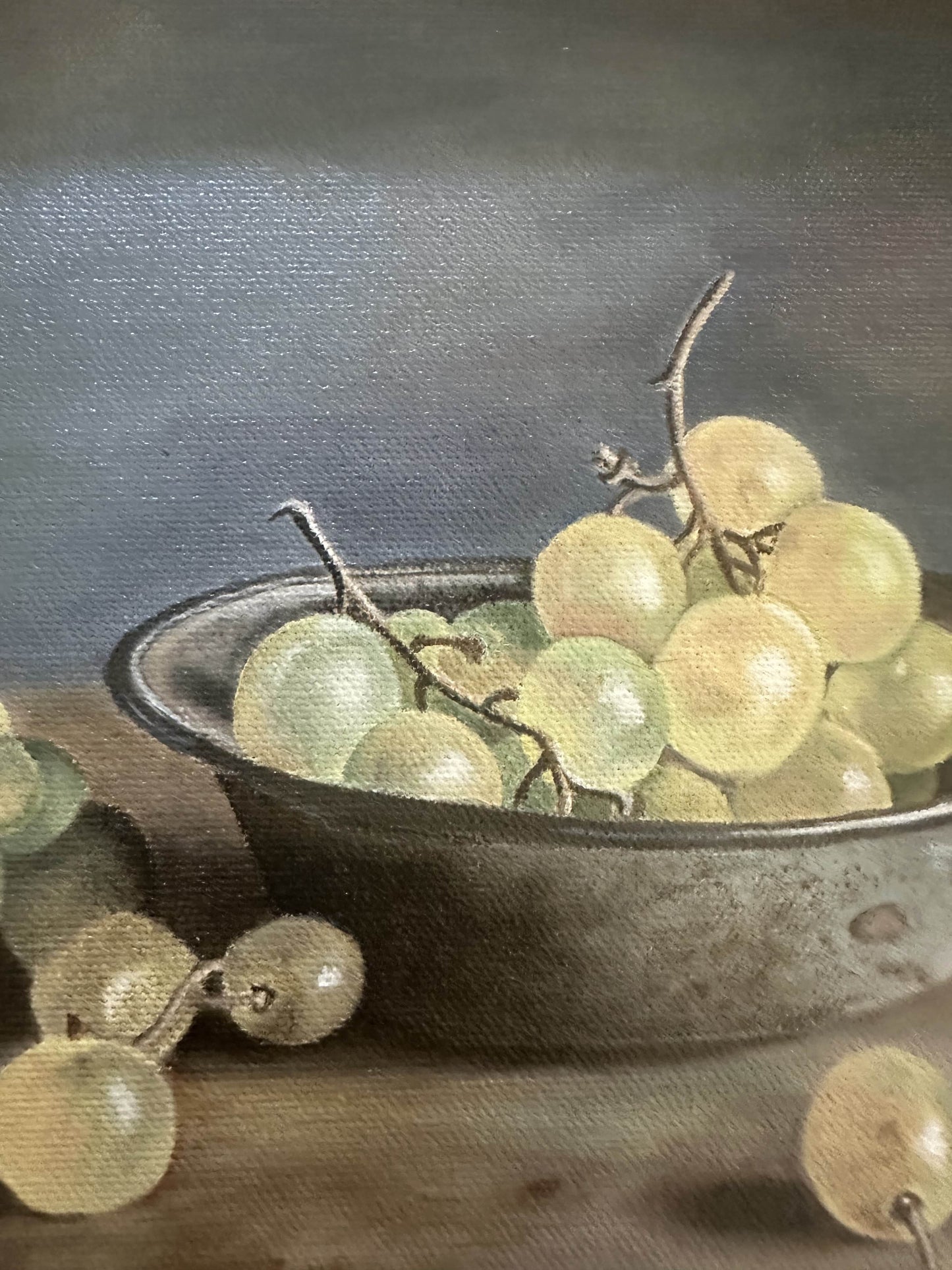 Grapes in a Bowl Still Life by Alix Graffagnino (1948-2025)