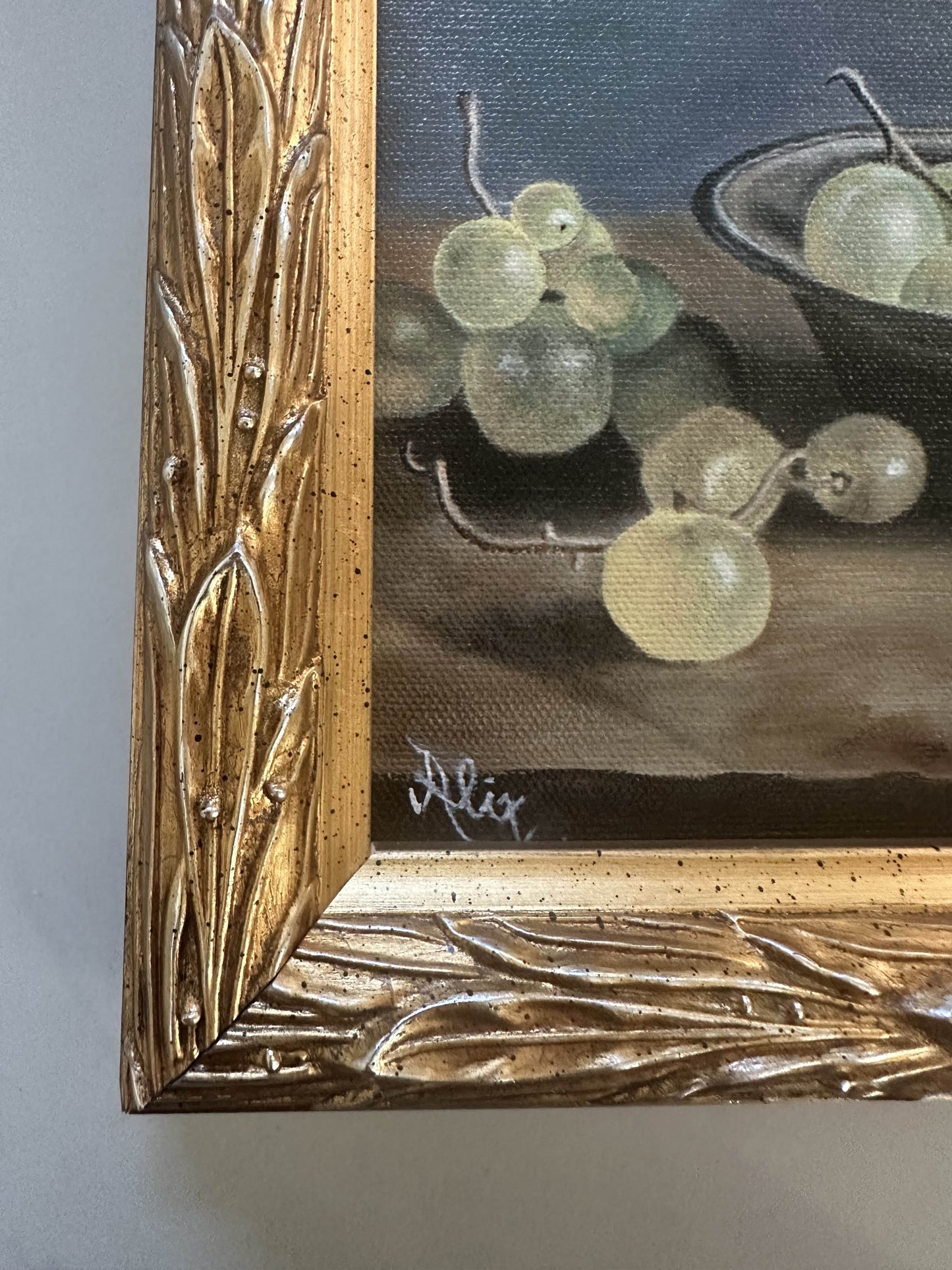 Grapes in a Bowl Still Life by Alix Graffagnino (1948-2025)