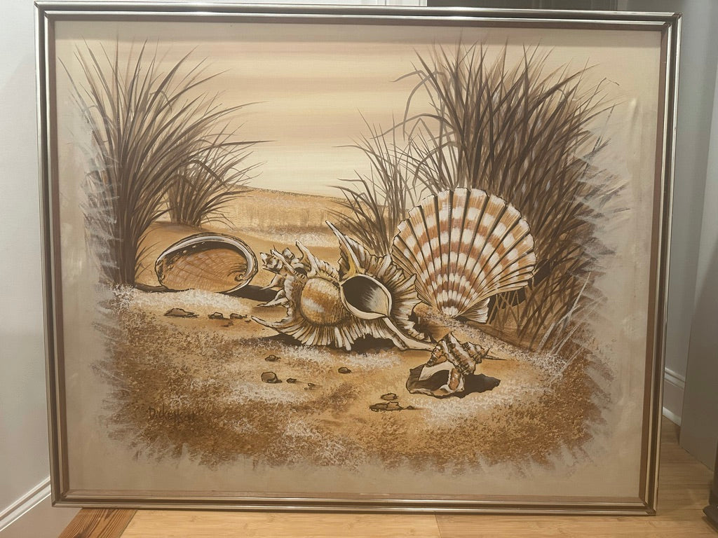 Vintage Mid-century Oil Painting of Seashells by Dickenson.