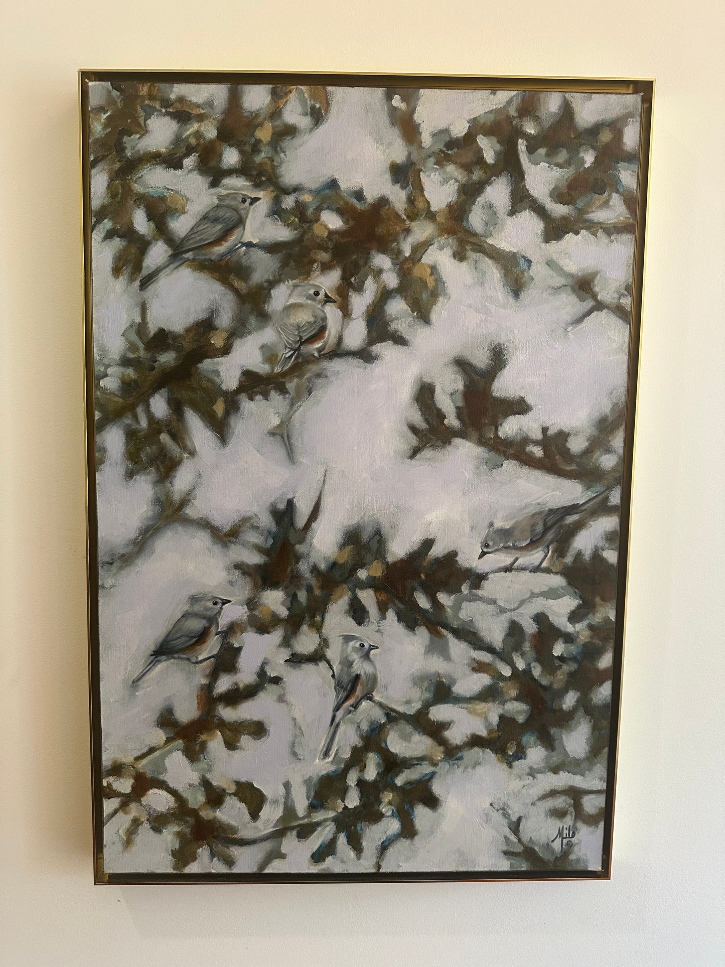 Birds on a Snowy Tree by Milo Stephens