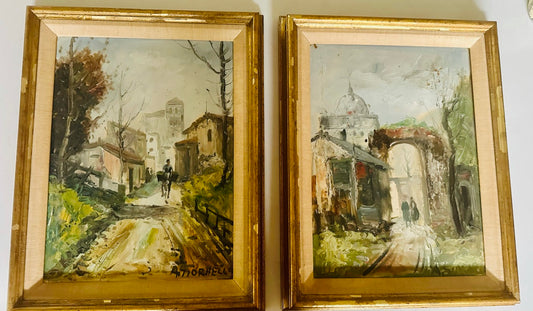 Two Vintage Cityscapes by A. Storhello