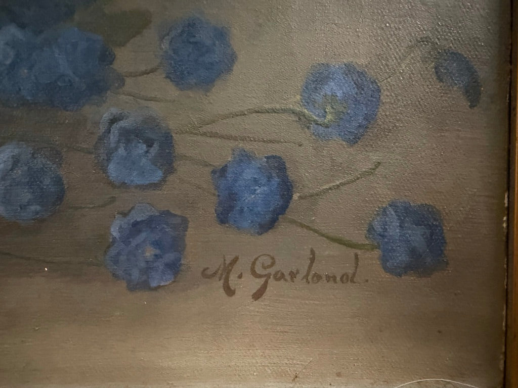Antique Still-life Oil Painting of Flowers by M. Garland