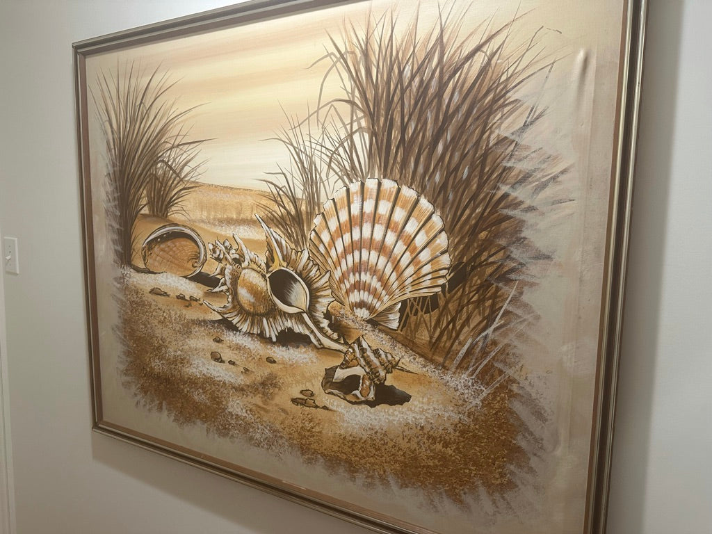 Vintage Mid-century Oil Painting of Seashells by Dickenson.