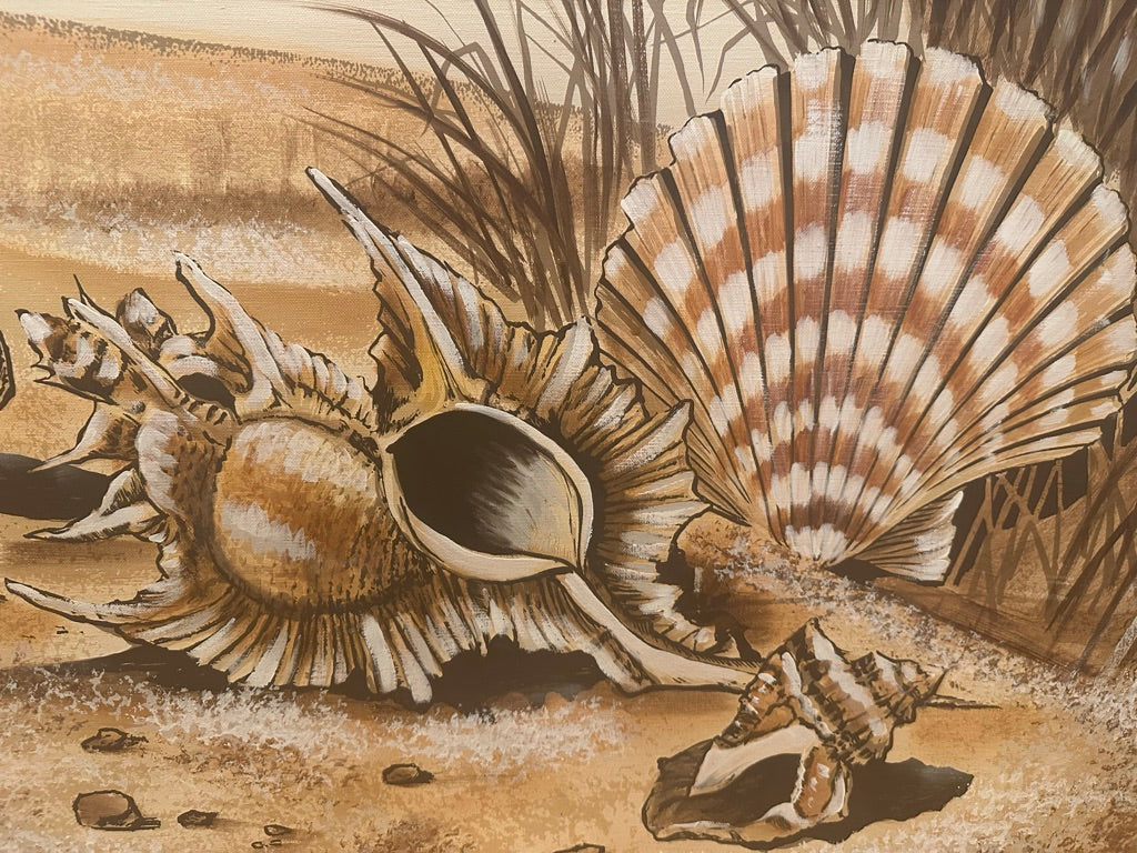 Vintage Mid-century Oil Painting of Seashells by Dickenson.