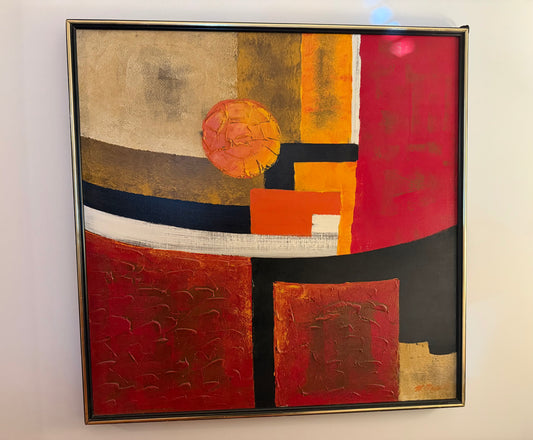 Mid-Century Abstract Original Oil on Canvas, Signed