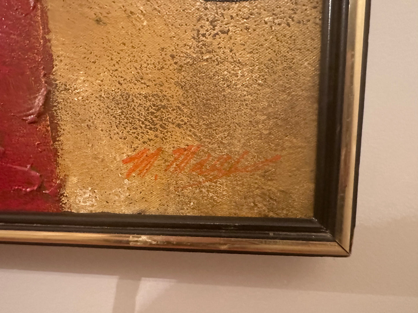 Mid-Century Abstract Original Oil on Canvas, Signed