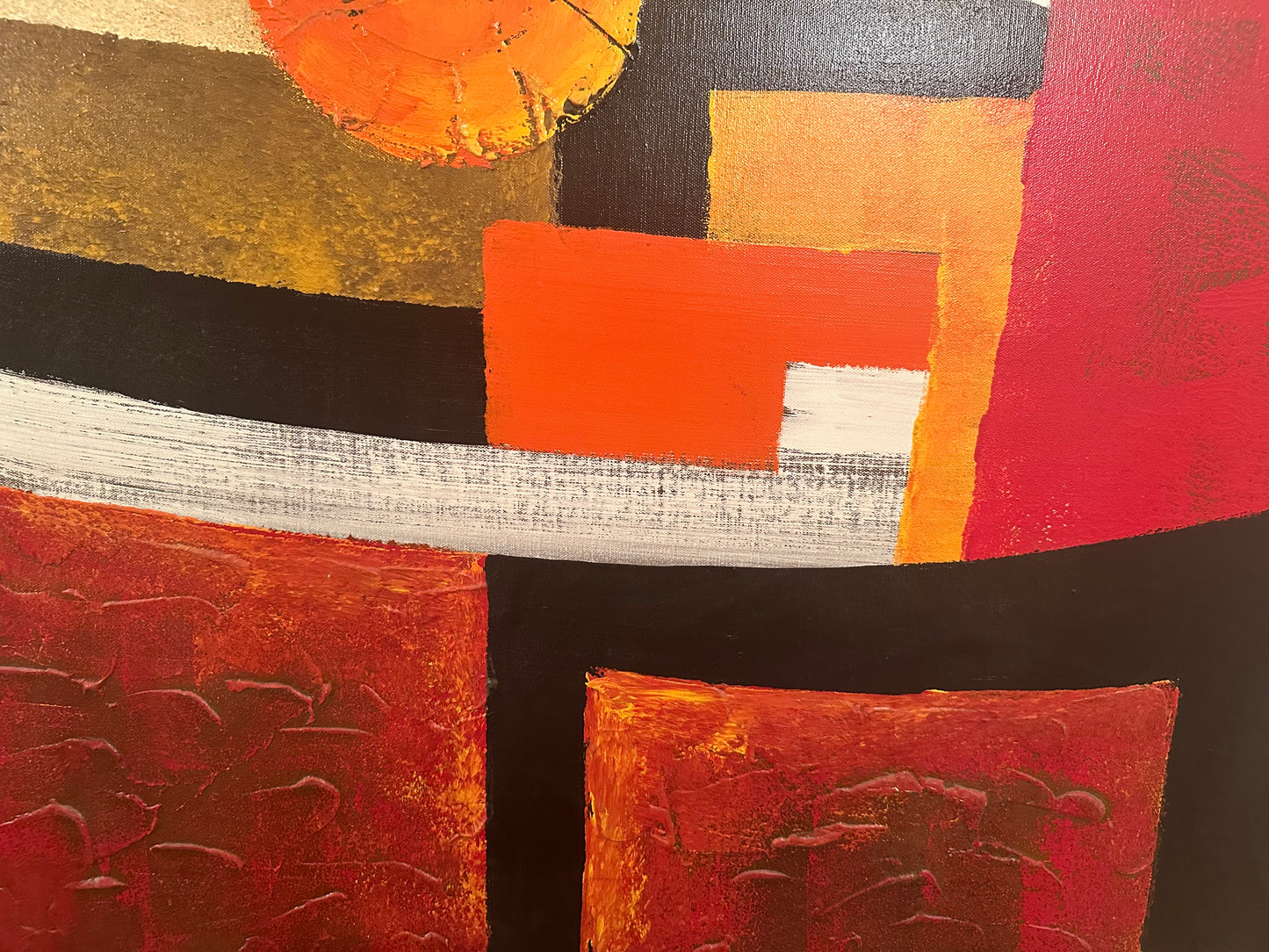 Mid-Century Abstract Original Oil on Canvas, Signed