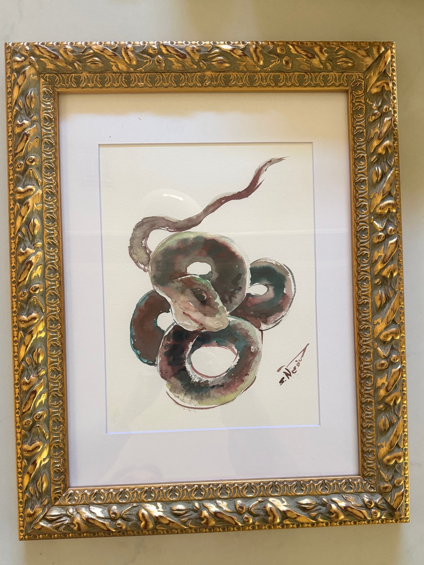 Snake Watercolor by Suren Nersisyan