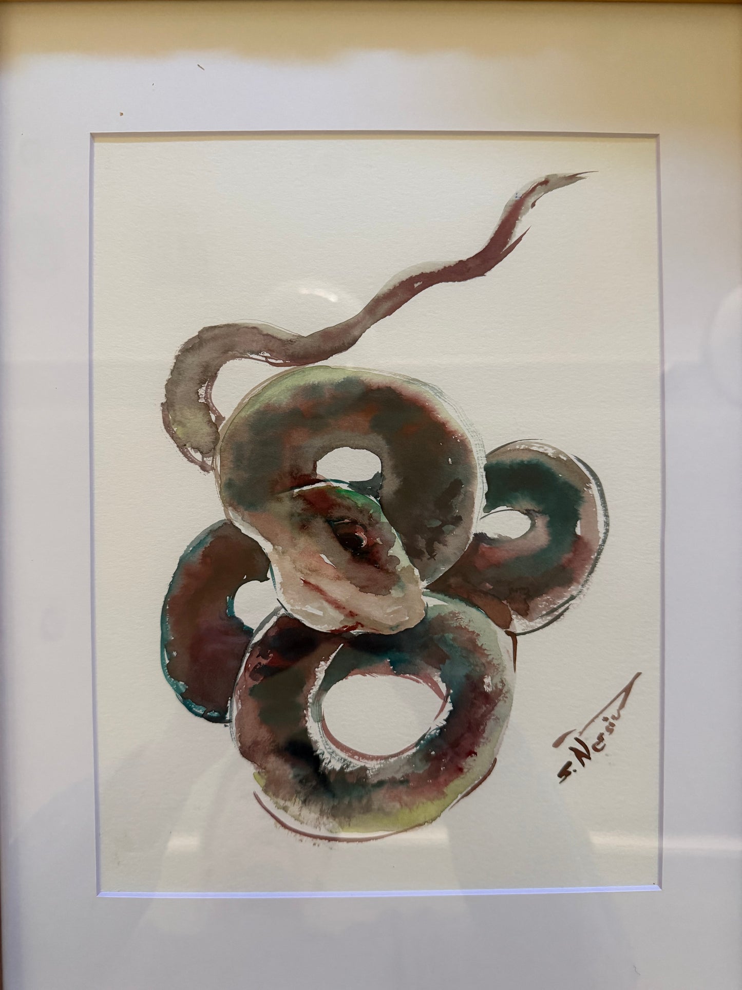 Snake Watercolor by Suren Nersisyan