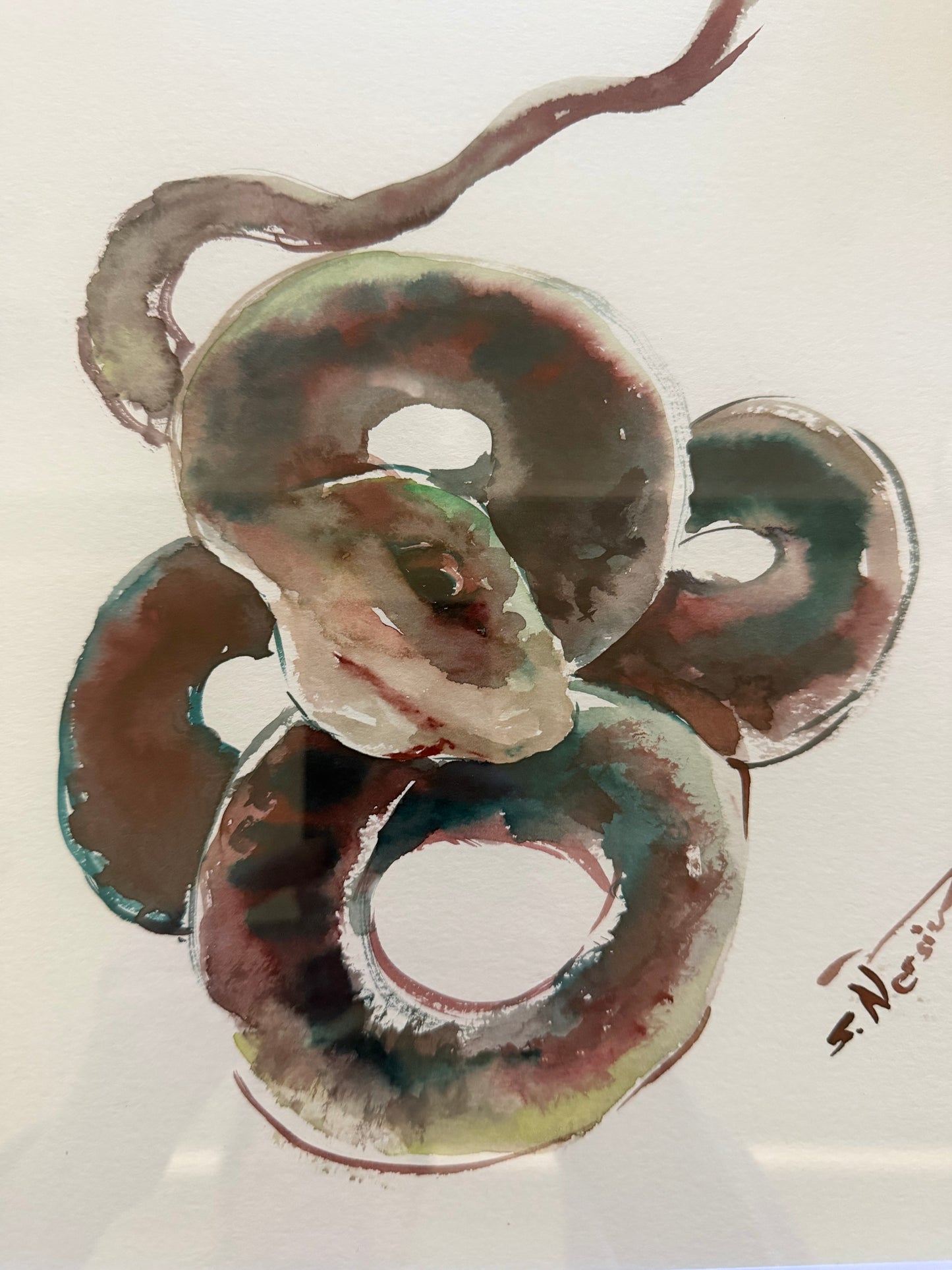 Snake Watercolor by Suren Nersisyan