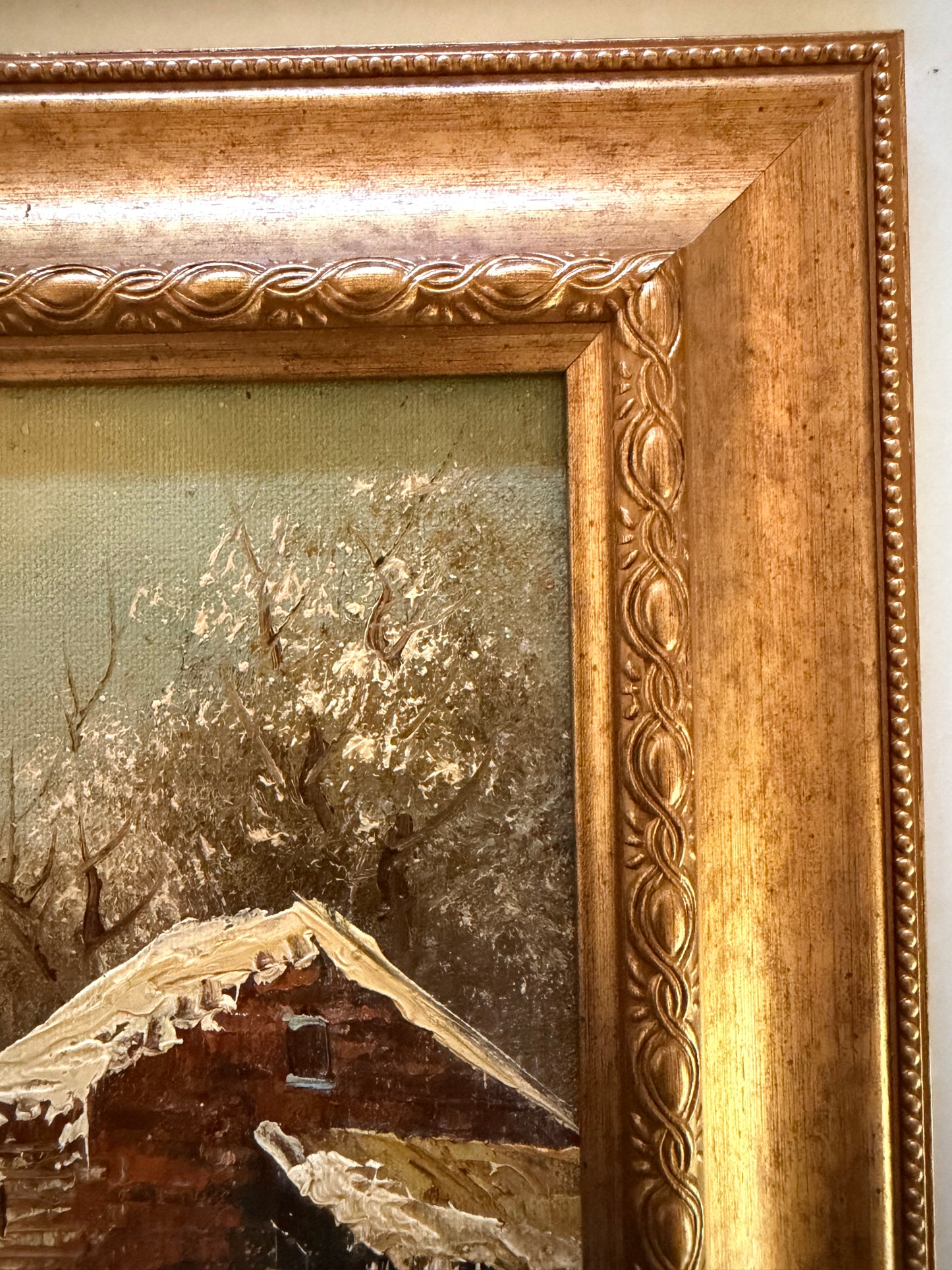 Snowy Barn and Mill Landscape by Andre' De Jong (set of two)