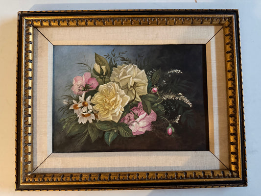 19th Century Signed Floral Still Life Painted On Porcelain by M. Barrose, dated 1883