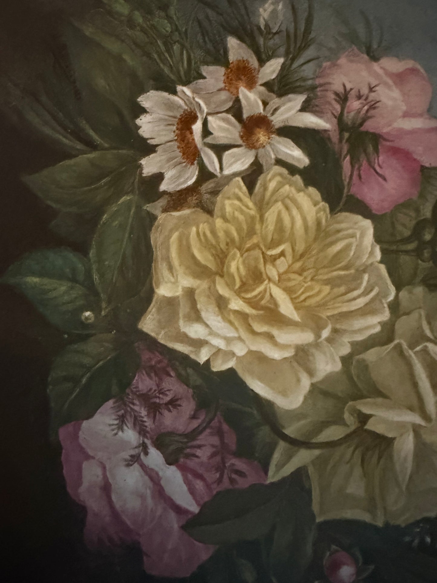 19th Century Signed Floral Still Life Painted On Porcelain by M. Barrose, dated 1883