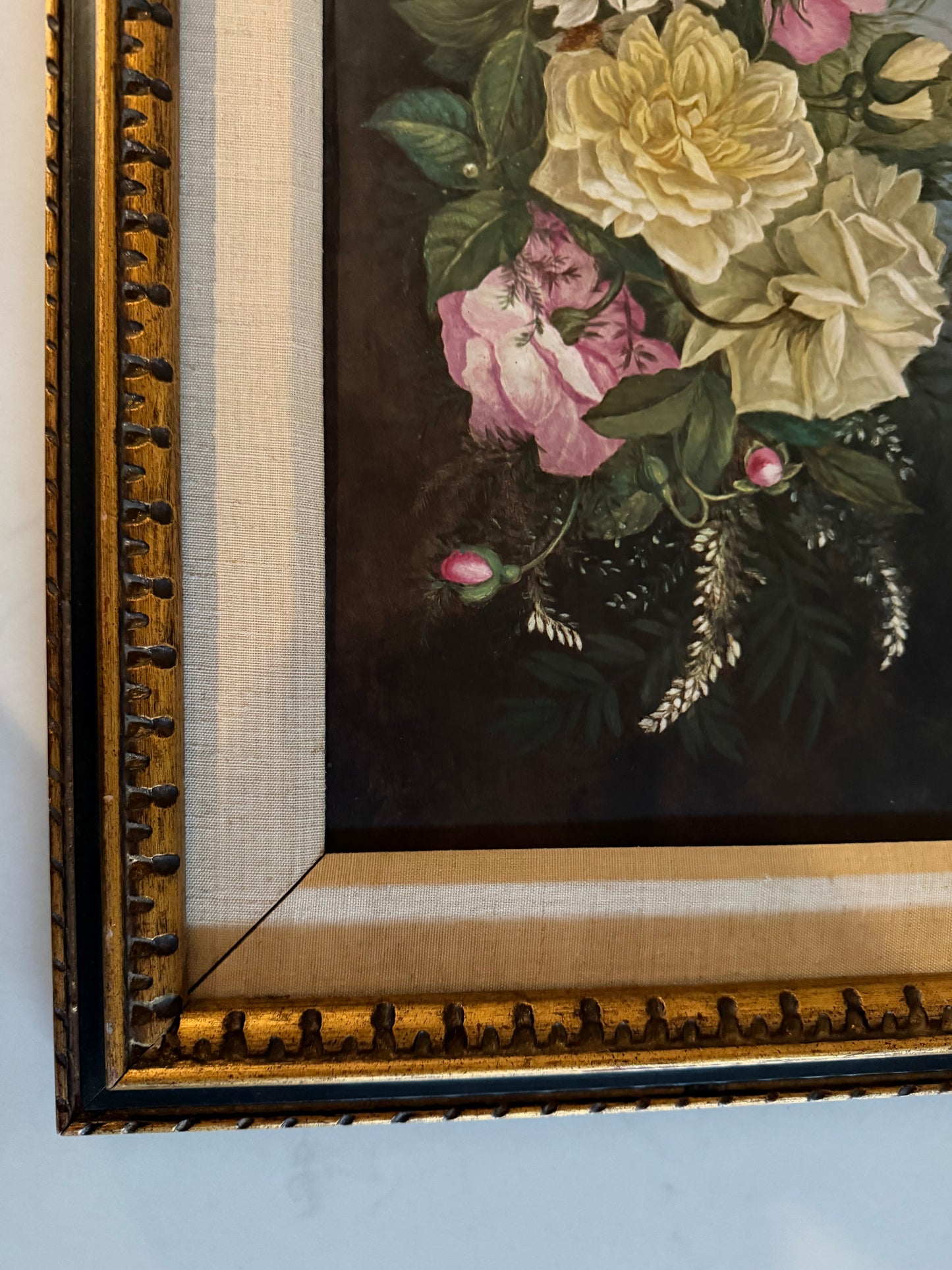 19th Century Signed Floral Still Life Painted On Porcelain by M. Barrose, dated 1883