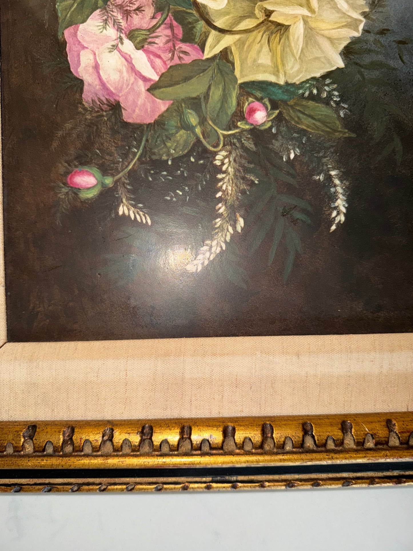 19th Century Signed Floral Still Life Painted On Porcelain by M. Barrose, dated 1883