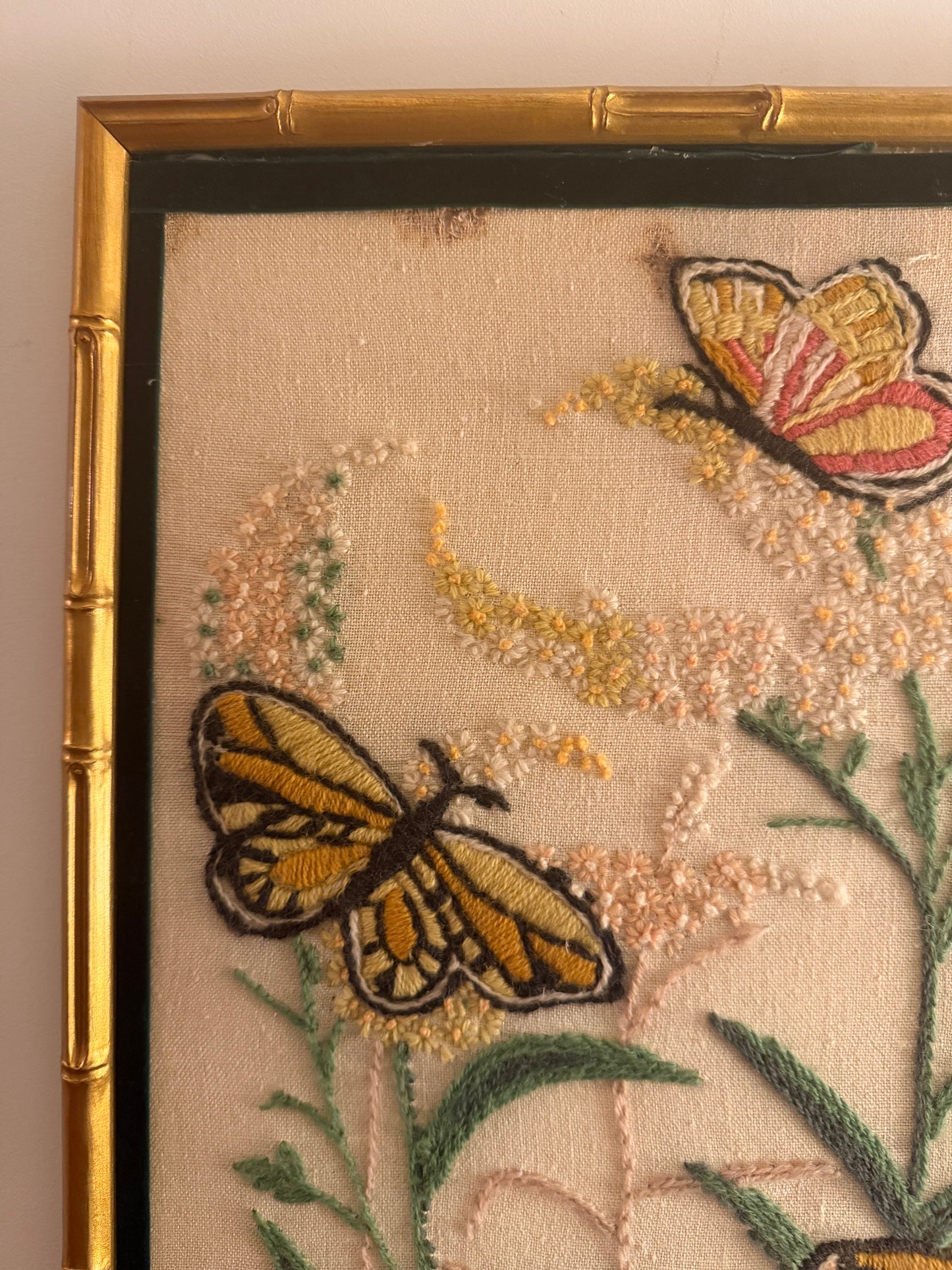 Unique Vintage Butterfly Embroidery Art