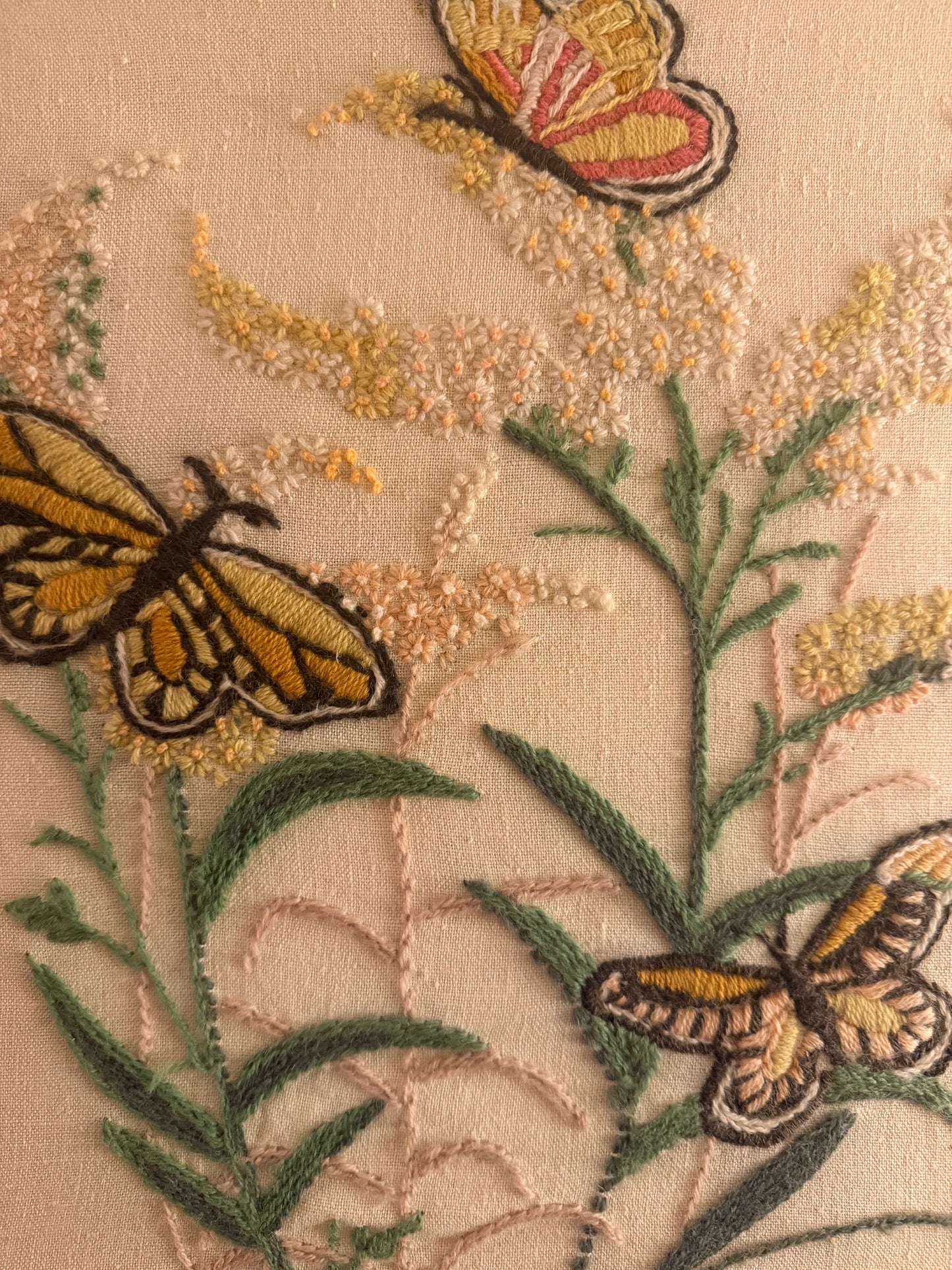 Unique Vintage Butterfly Embroidery Art