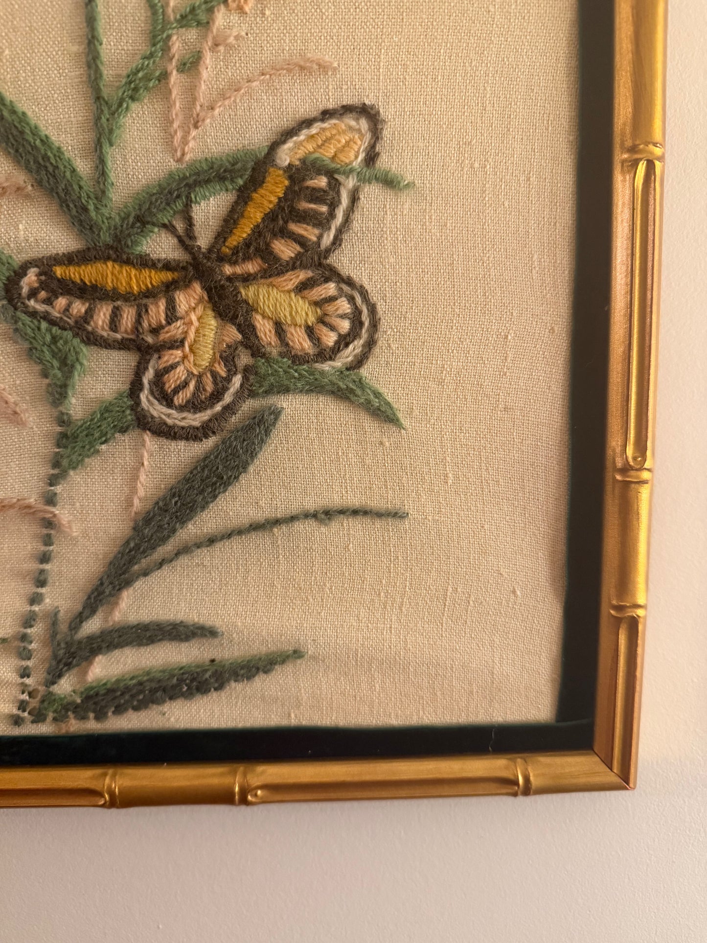 Unique Vintage Butterfly Embroidery Art