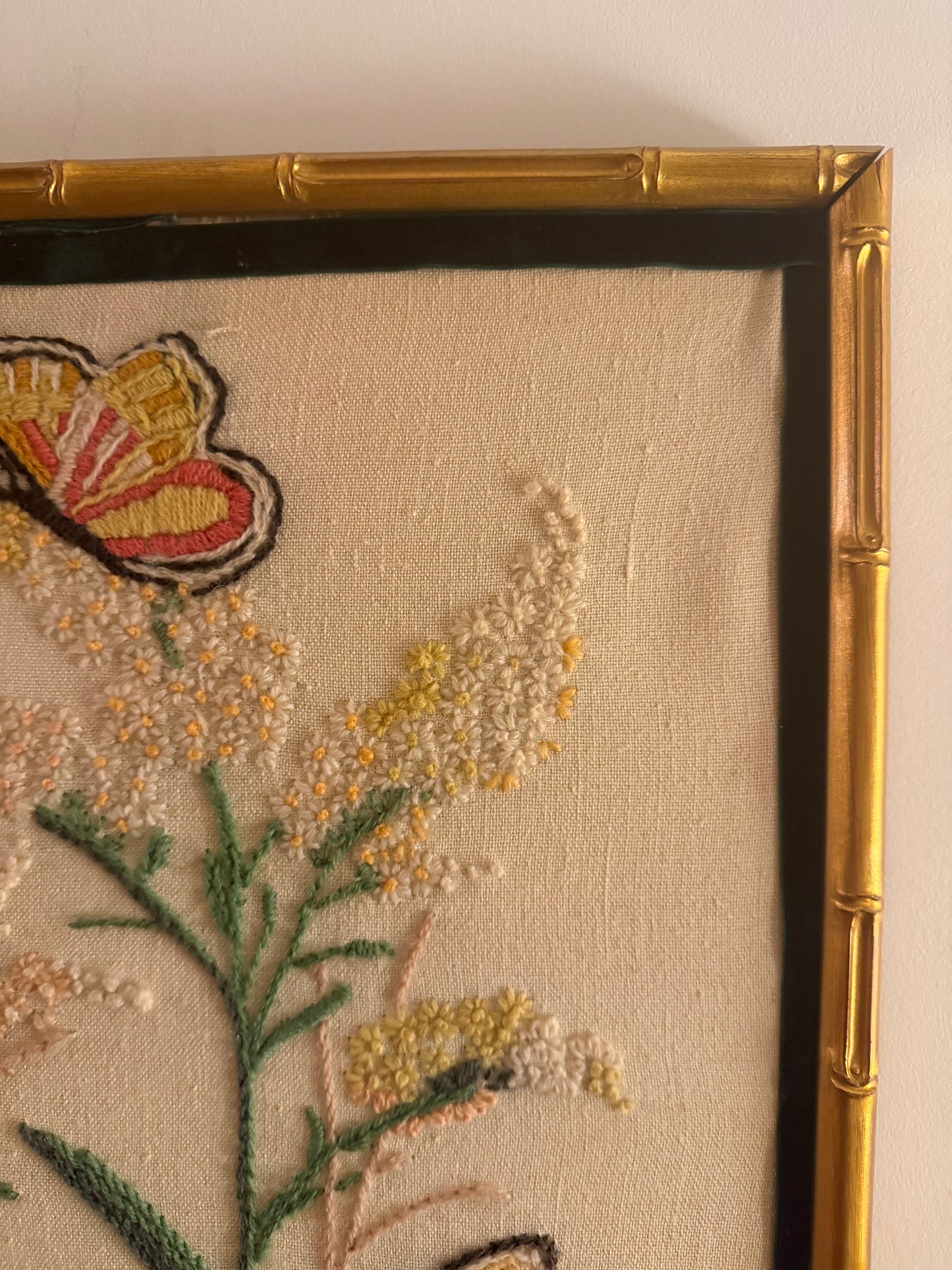 Unique Vintage Butterfly Embroidery Art