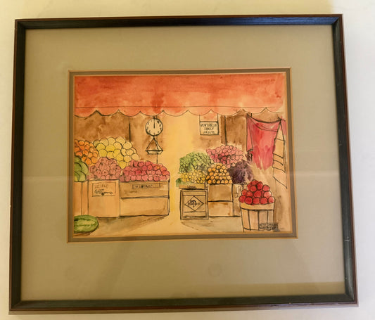 Vintage French Market Watercolor by Betty Diamond Alessandra