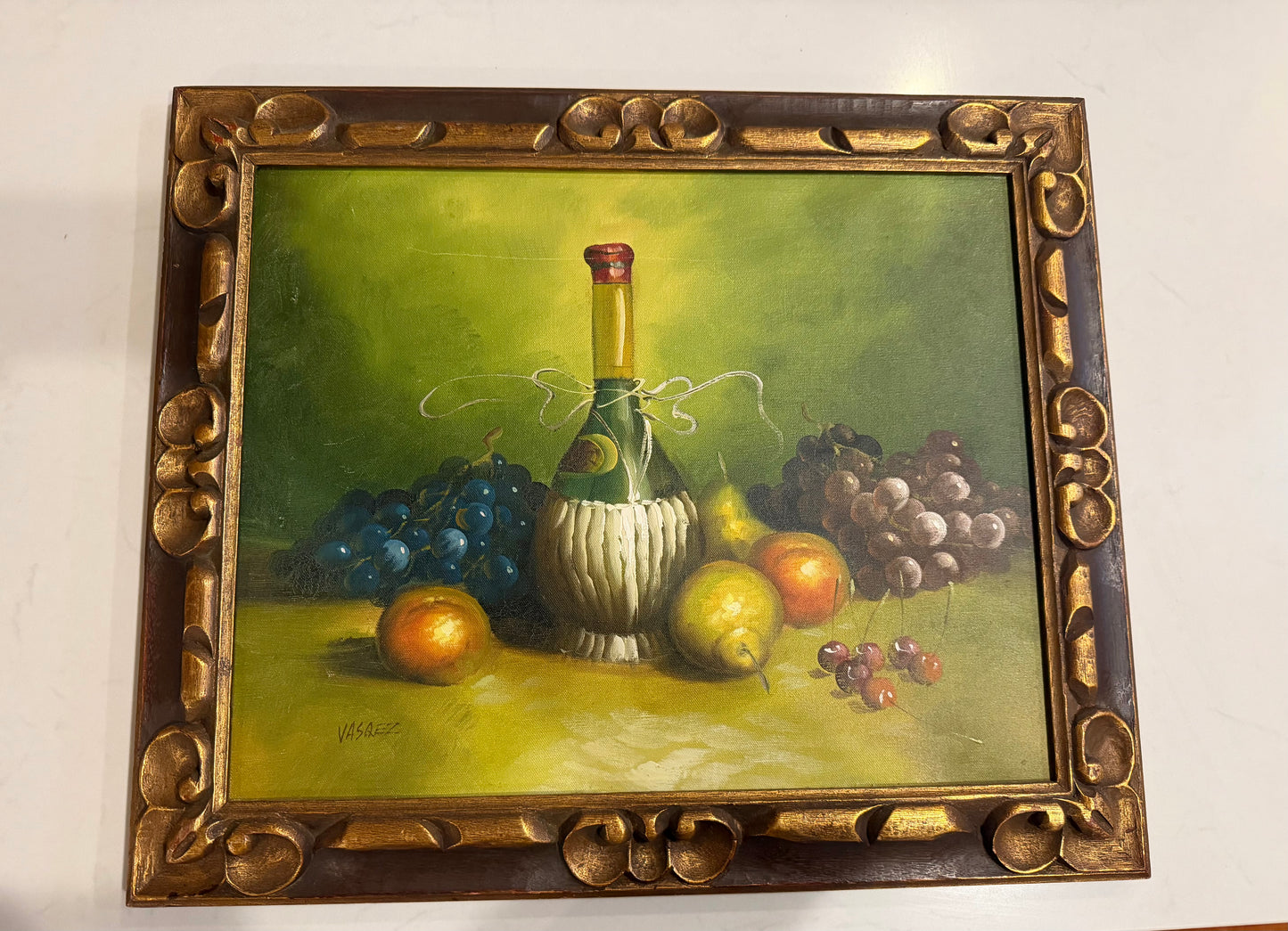Still Life of Wine and Fruit by Vasquez