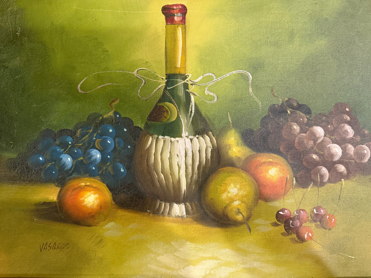 Still Life of Wine and Fruit by Vasquez