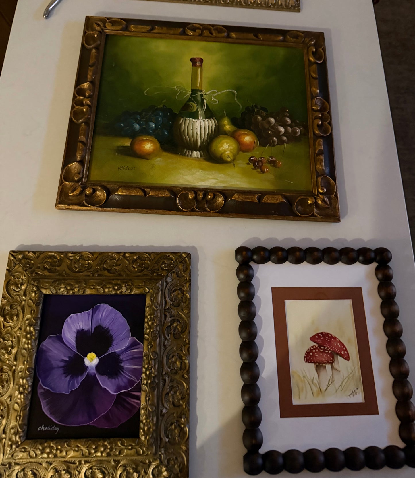 Vibrant Purple Pansy Flower in Elegant Antique Frame by Carla Holliday