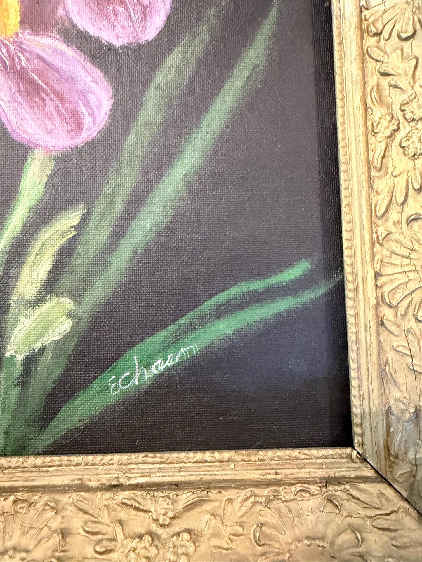 Vintage Oil Painting of Irises