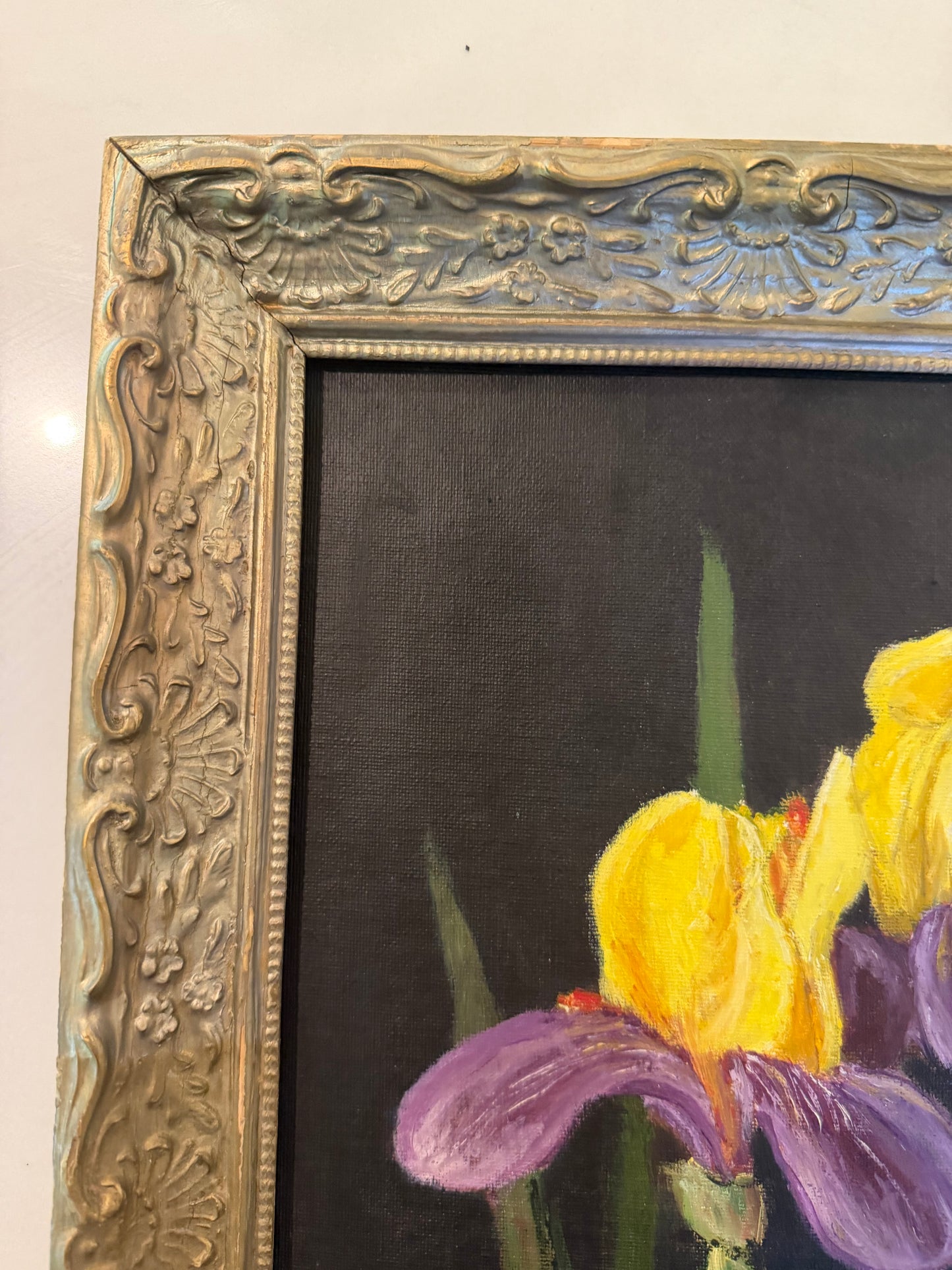 Vintage Oil Painting of Irises