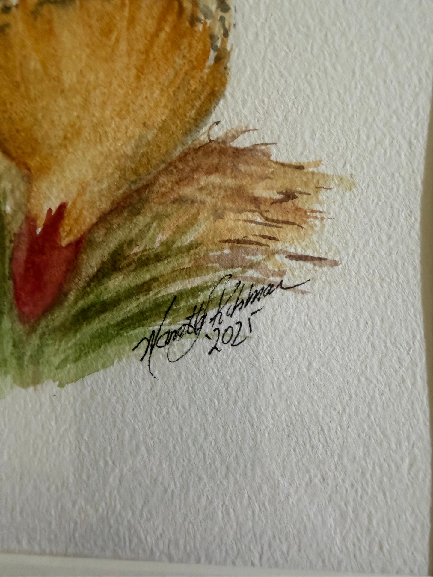 Original Hand-Painted Rooster and Speckled Hen by Manette Kuhlman