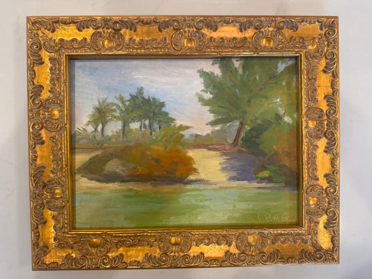 American Impressionist Florida Landscape Signed Oil On Board