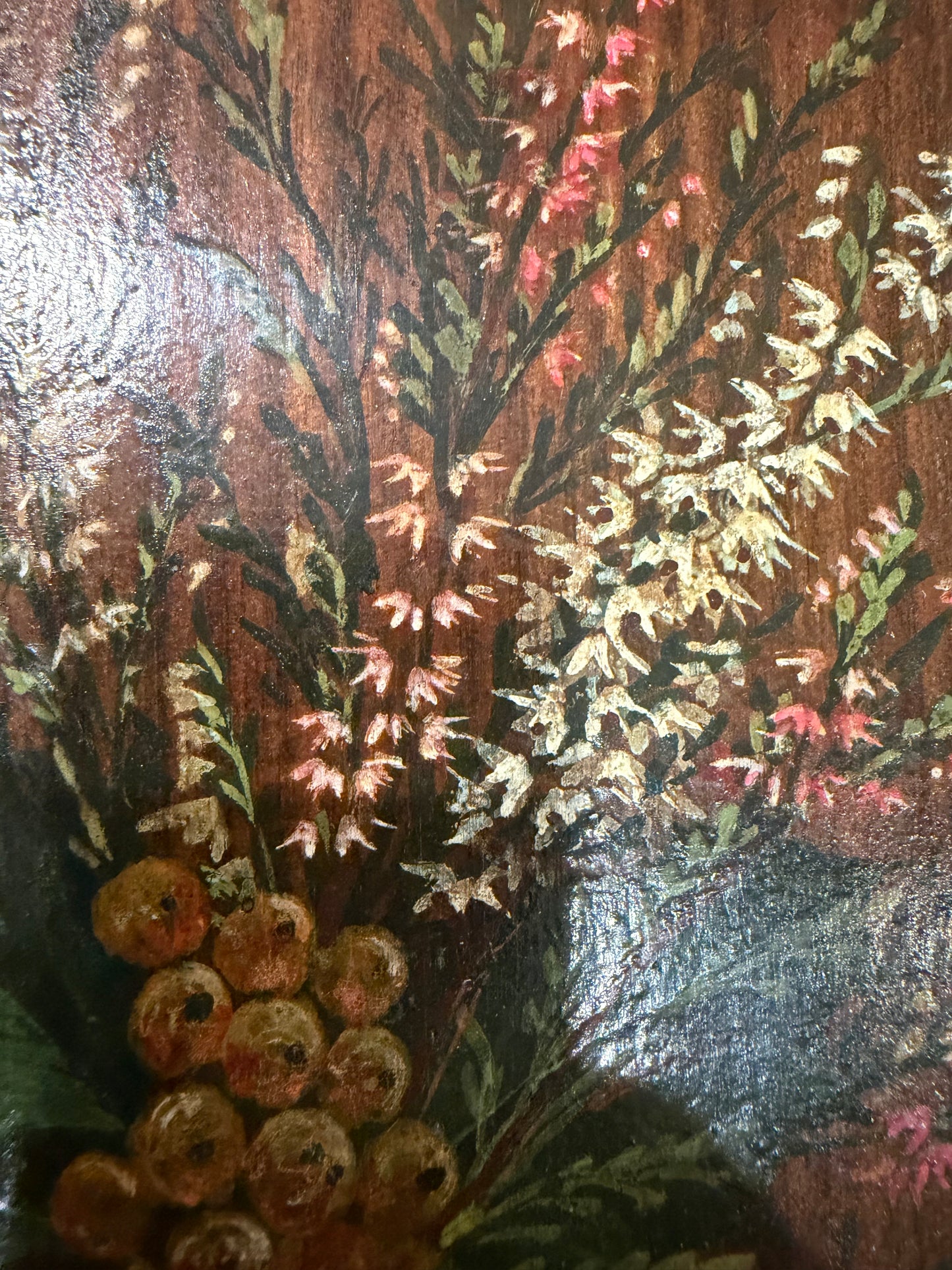 Original Antique Oil Painting on Panel Board of a Floral Arrangement