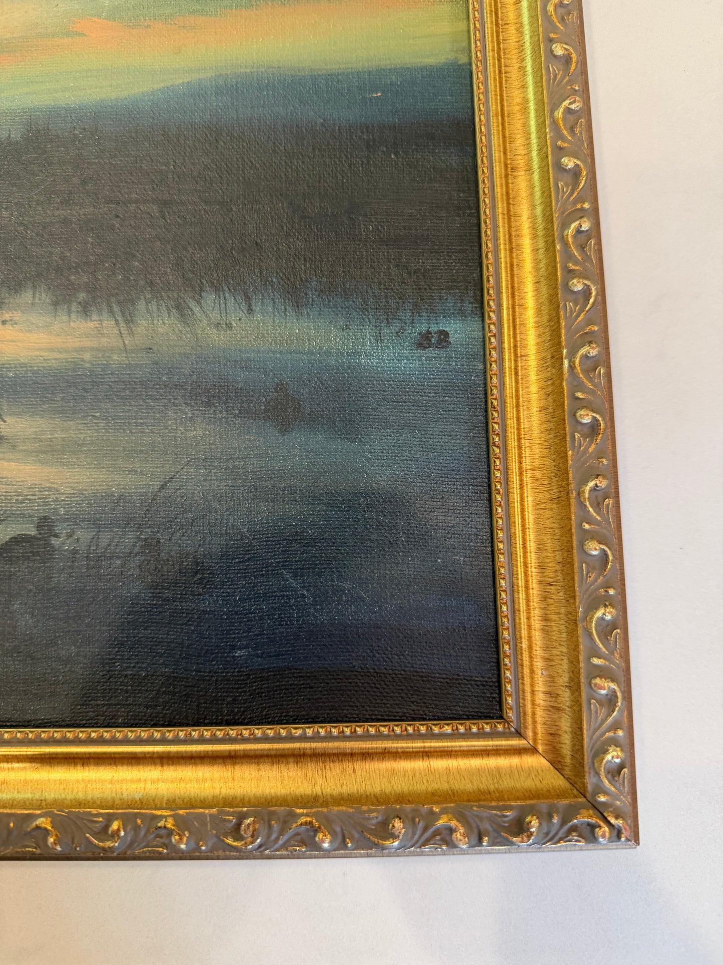 Ducks Flying Over a Marsh Oil Painting