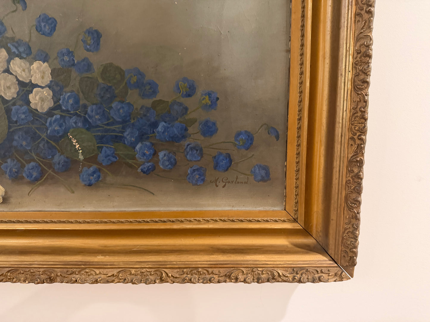 Antique Still-life Oil Painting of Flowers by M. Garland