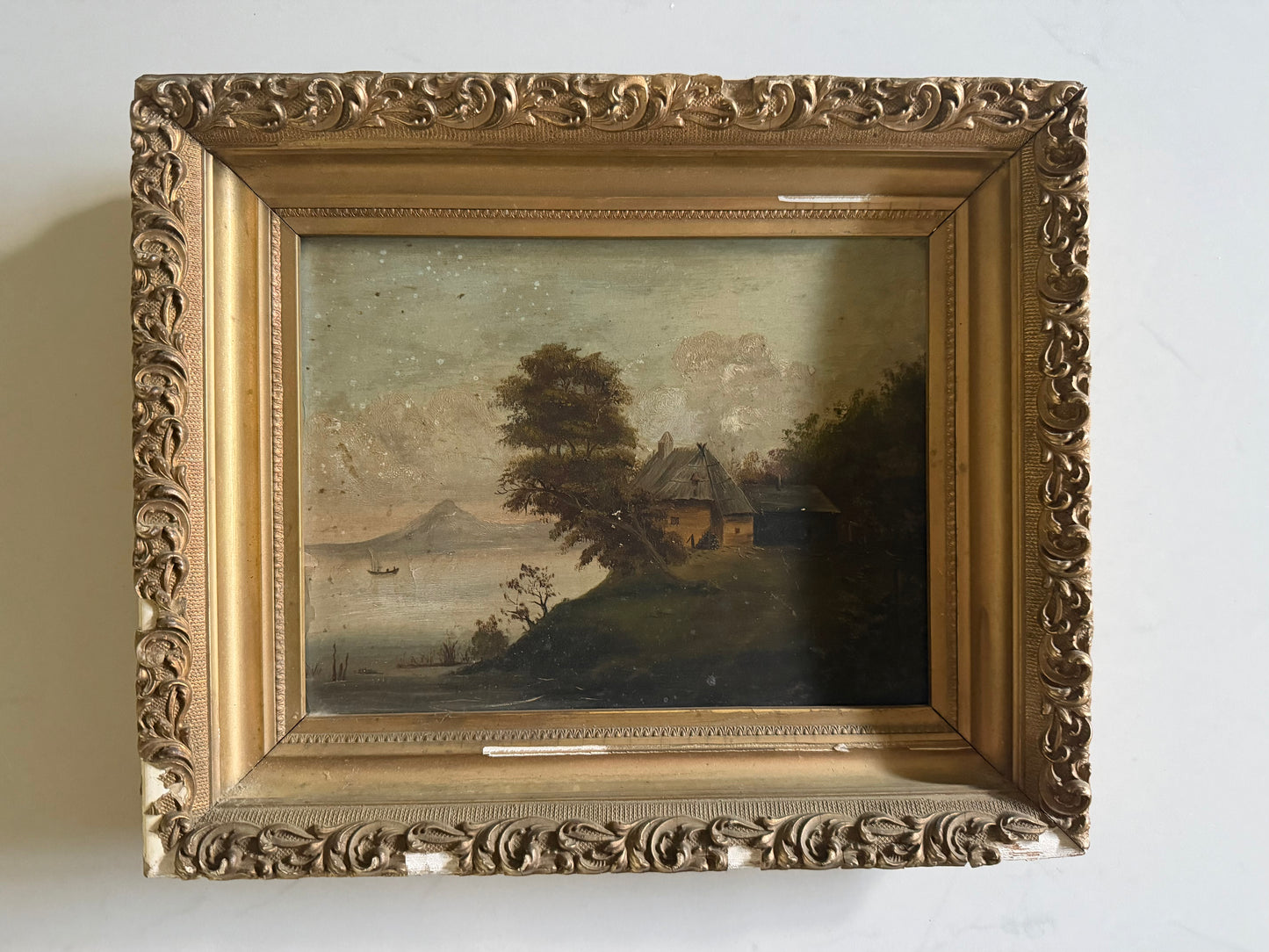 Antique Oil on Board “Mountain Landscape”