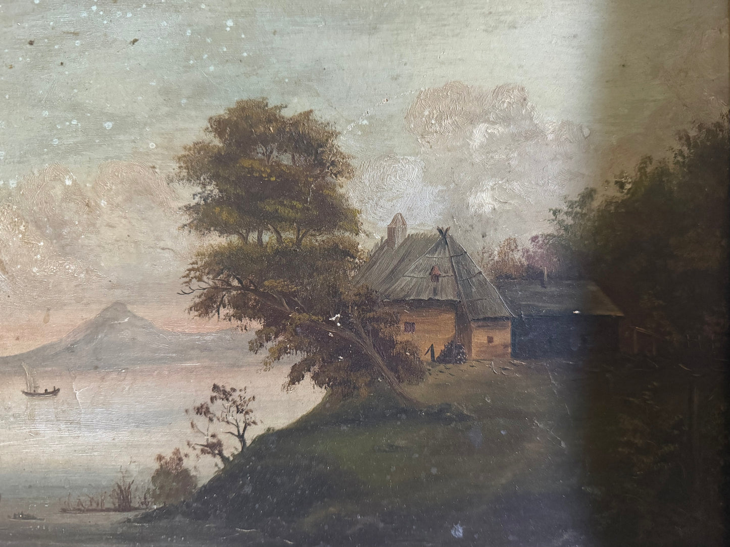Antique Oil on Board “Mountain Landscape”