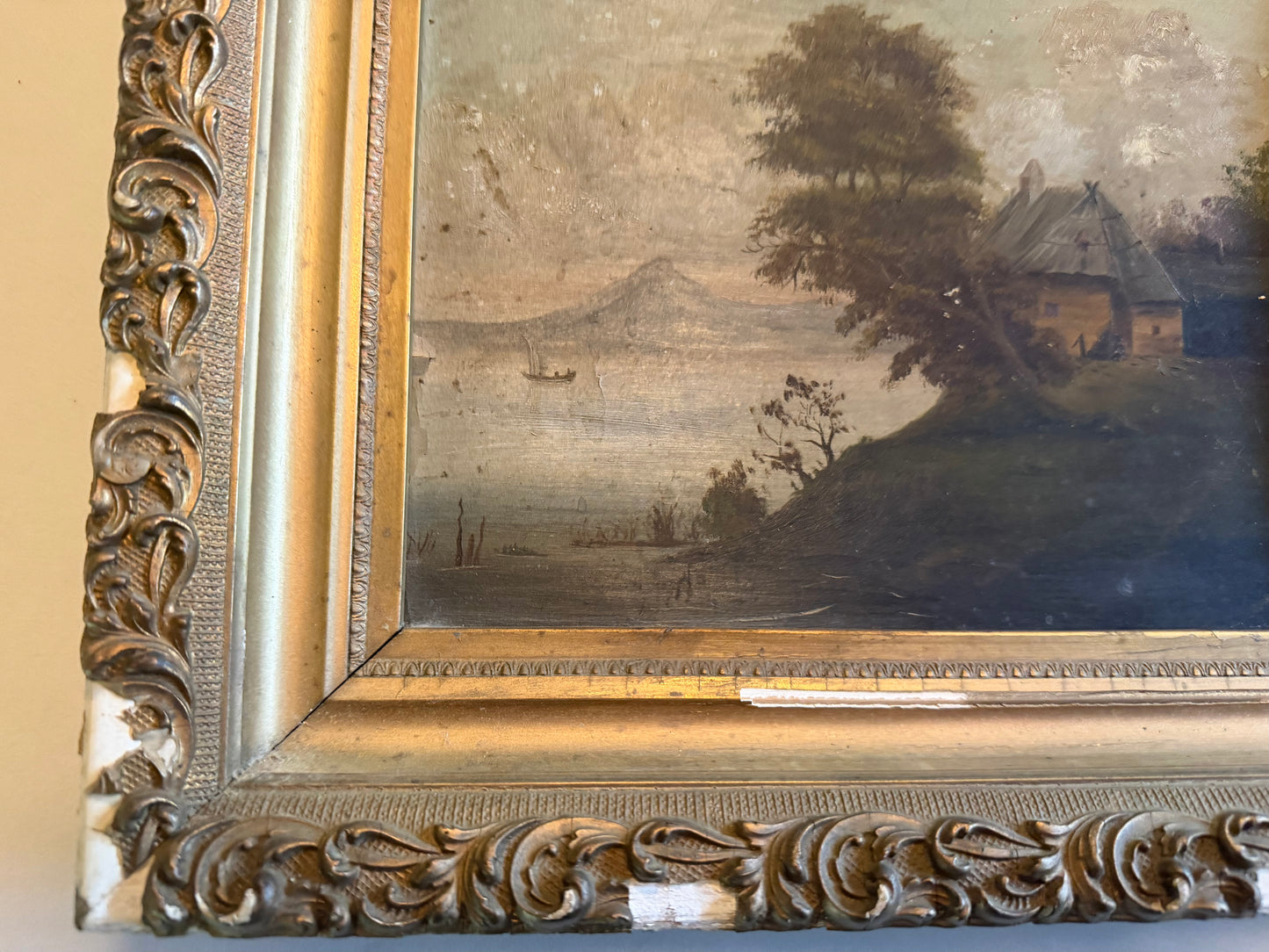 Antique Oil on Board “Mountain Landscape”