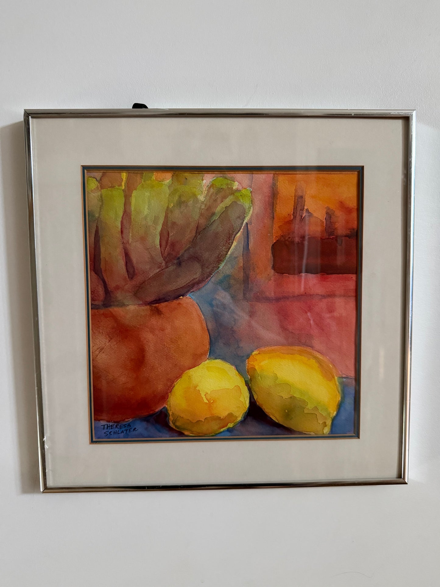 Still Life of Lemons with Cactus Water Color by Theresa Schlater