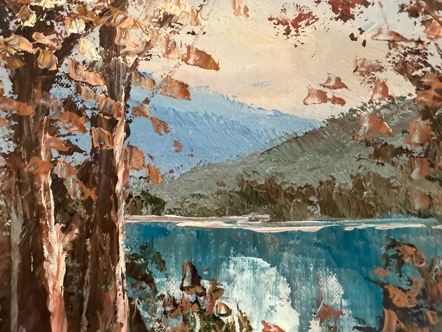 MID CENTURY OVAL OIL ON BOARD LANDSCAPE PAINTING