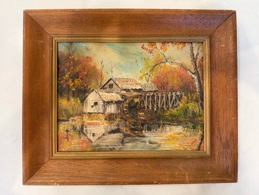 MID CENTURY OIL ON BOARD LANDSCAPE PAINTING