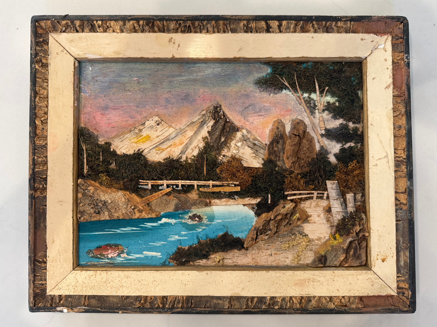 Vintage Mixed Media Collage Landscape