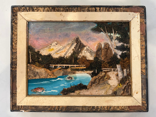 Vintage Mixed Media Collage Landscape