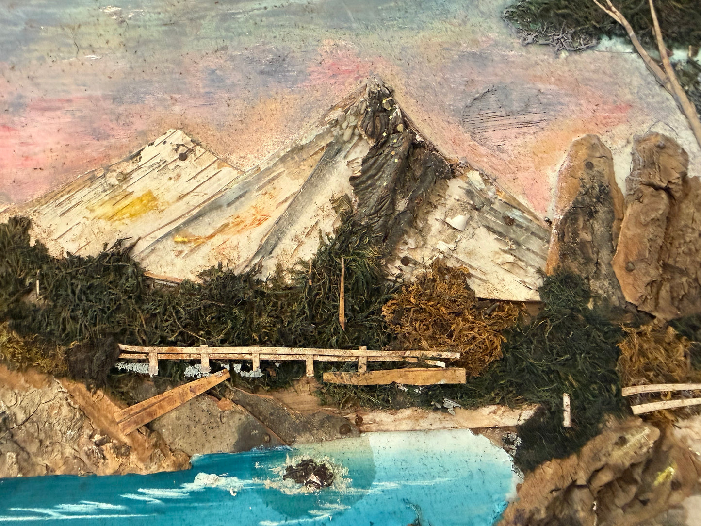 Vintage Mixed Media Collage Landscape