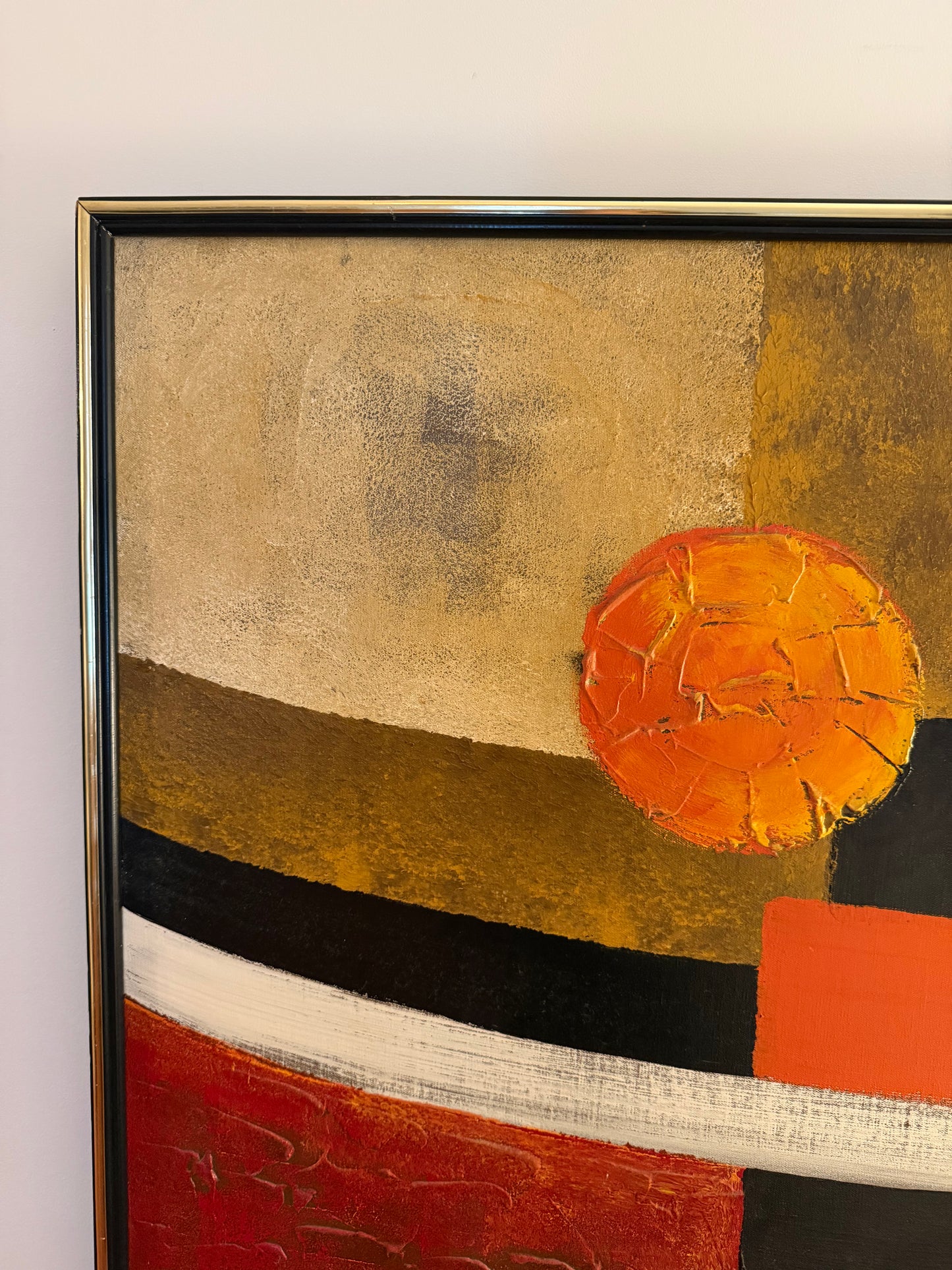 Mid-Century Abstract Original Oil on Canvas, Signed