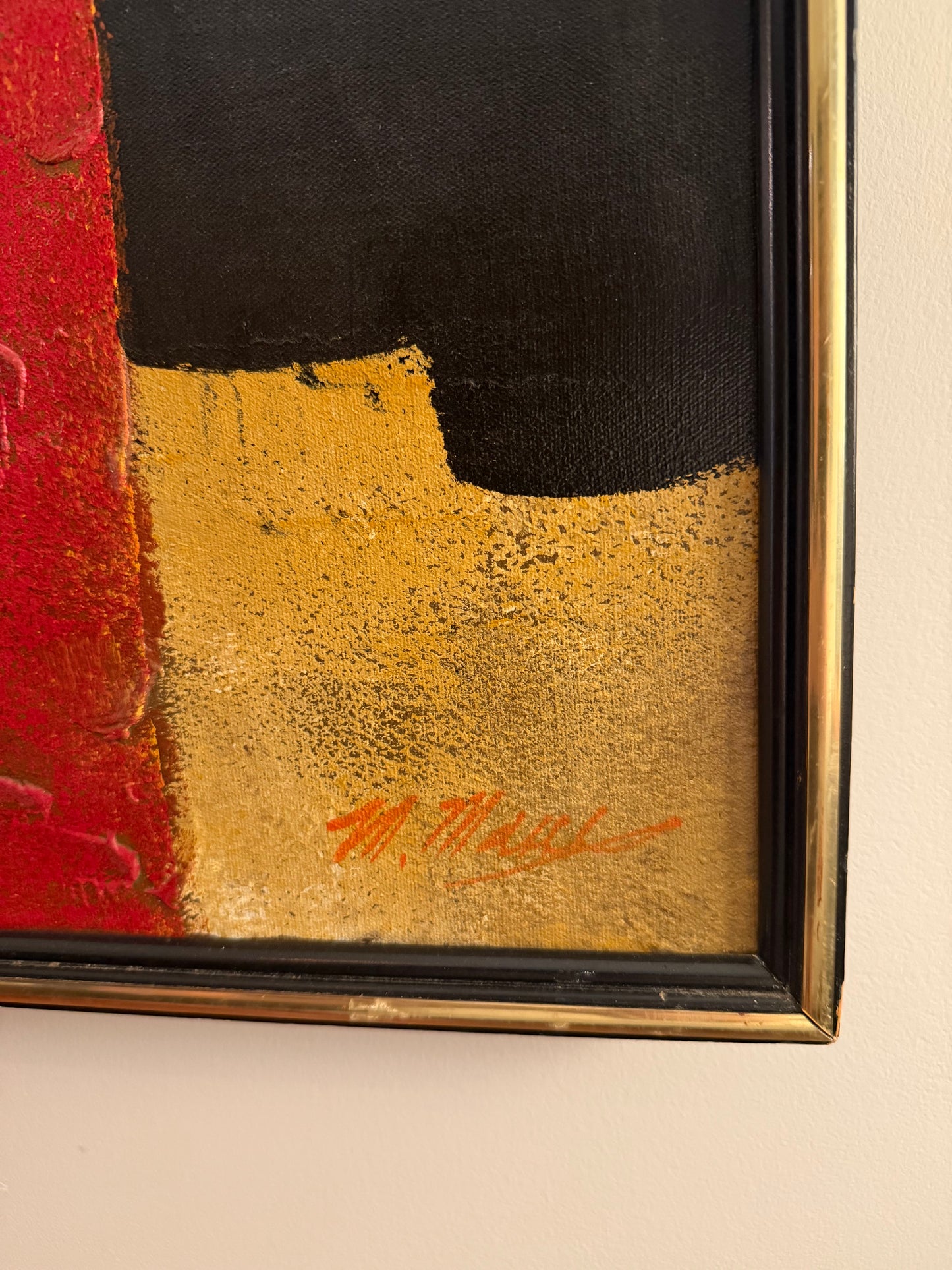 Mid-Century Abstract Original Oil on Canvas, Signed