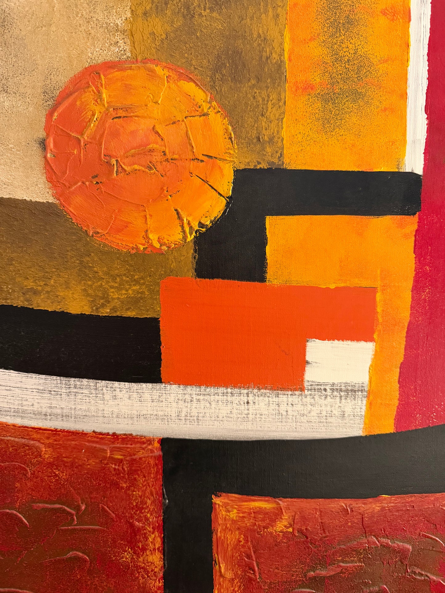 Mid-Century Abstract Original Oil on Canvas, Signed
