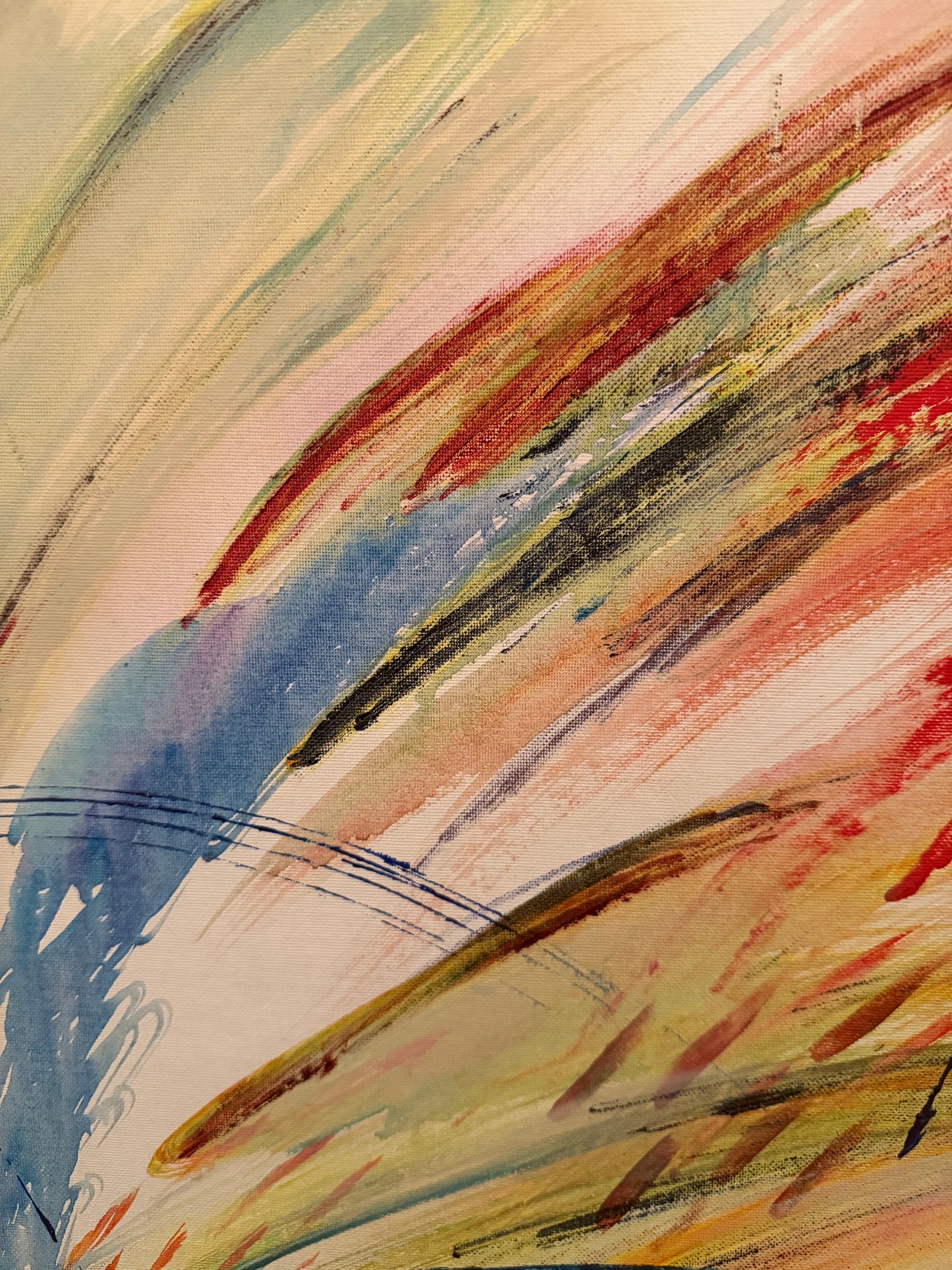 AMERICAN ABSTRACT ACRYLIC PAINTING SIGNED BASS