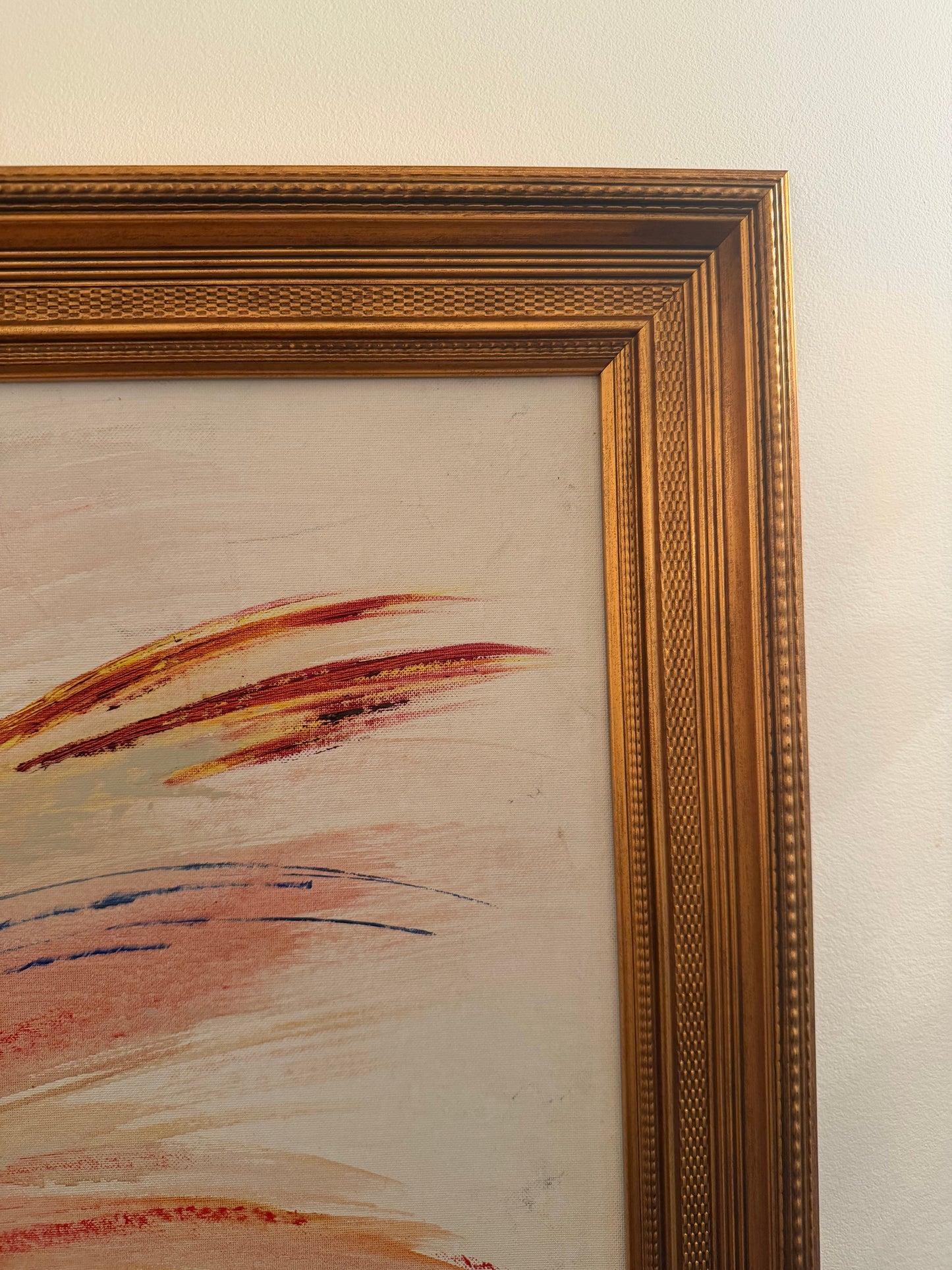 AMERICAN ABSTRACT ACRYLIC PAINTING SIGNED BASS